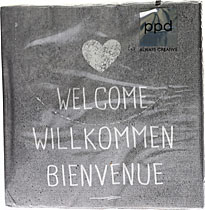 Servietten Motiv: Welcome Willkommen Bienvenue