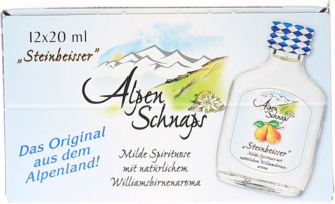 Alpenschnaps 12 Williamsbirne Steinbeisser Liter 0,02 x