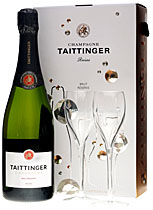 Taittinger Champagne Reserve Brut + 2 Champagnergläsern Taittinger Champagne Reserve Brut + 2 Champagnergläsern